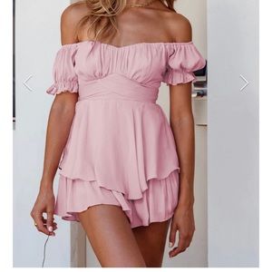 Off Shoulder Tie Back Ruffled romper